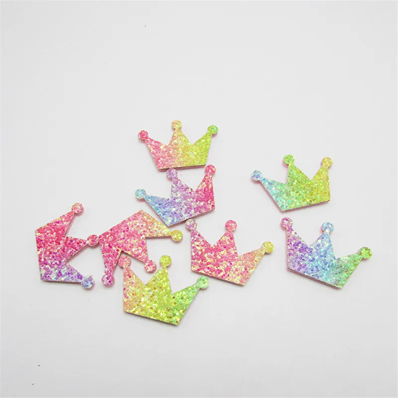 Crown 03 10-80 шт радужные блестящие звезды/Сердце/нашивки "Корона" аппликации DIY ремесленные принадлежности Basteln детские заколки для волос Аксессуары материал - Цвет: Crown 03