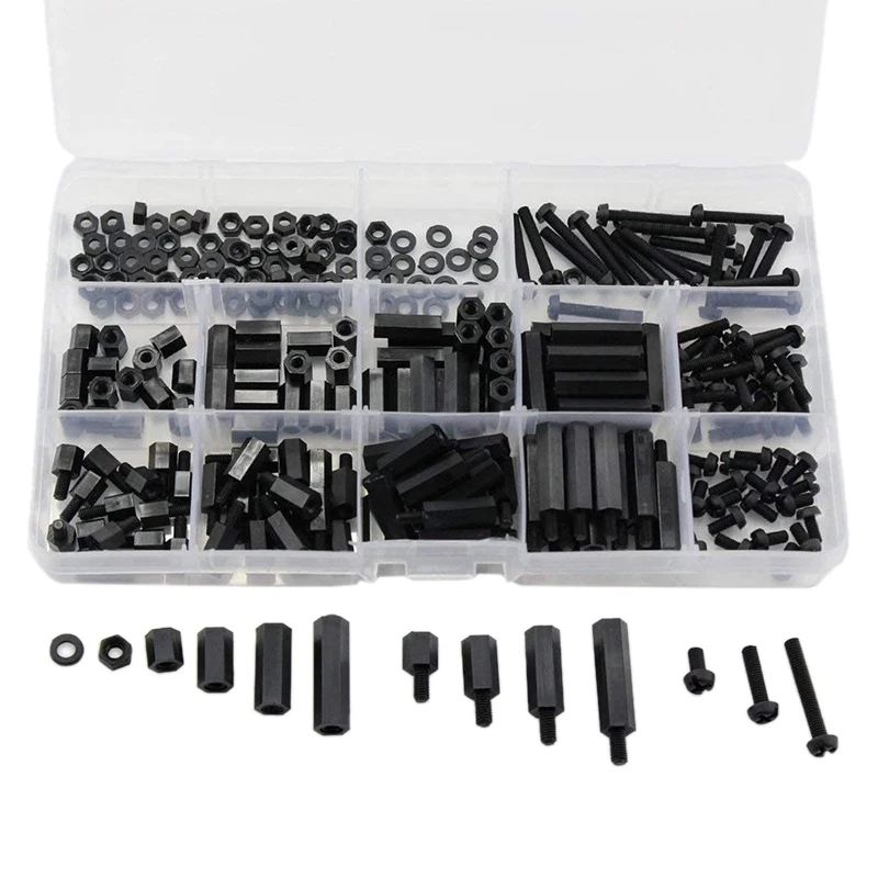 

HOT 260PCS M3 Male Female Nylon Hex Spacer Standoff Screw Nut Threaded Pillar PCB Motherboard Assorted Assortment Kit