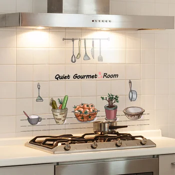 

Kitchen Stickers Household Transparent Stove Oil Proof Self-adhesive Lampblack Machine Wall Wallpaper Home Decor Wall Decals