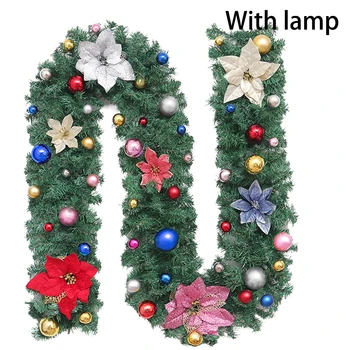 

9ft Christmas Fireplace Garland Lights Pine Artificial Home Decor Wreath Gift Candle Holders And Table Decorations