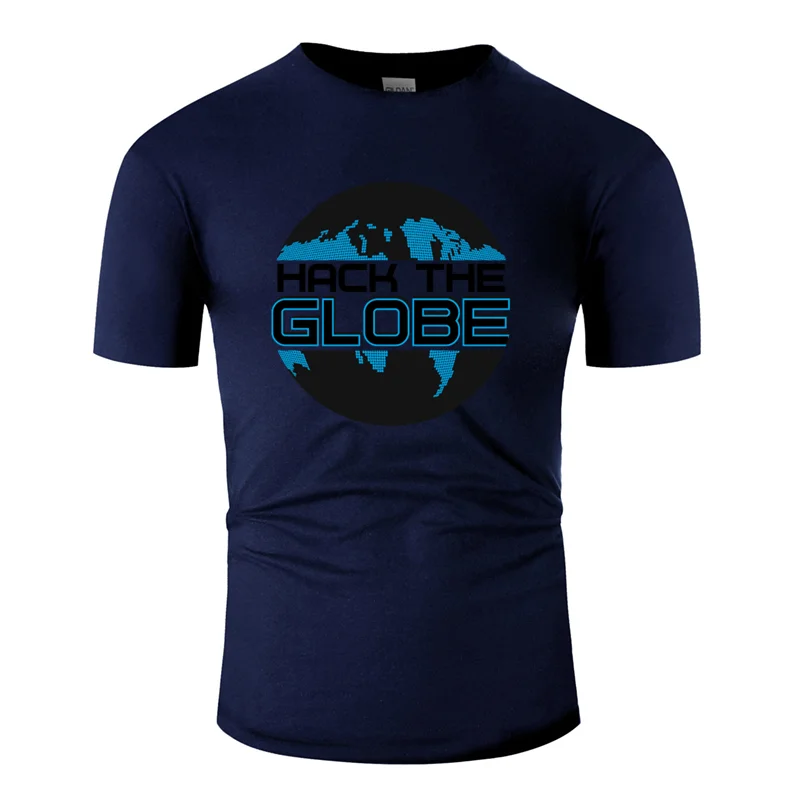 Men-Navy Blue Мода комический программист hack the globe футболка для мужчин Kawaii сплошной цвет Футболка комикс хлопок футболка - Цвет: Men-Navy Blue