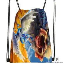 Обычай Покемон-черно-белый@ 1 походная сумка на шнурке милый рюкзак для детей(черная спинка) 31x40 см#180612-02-24