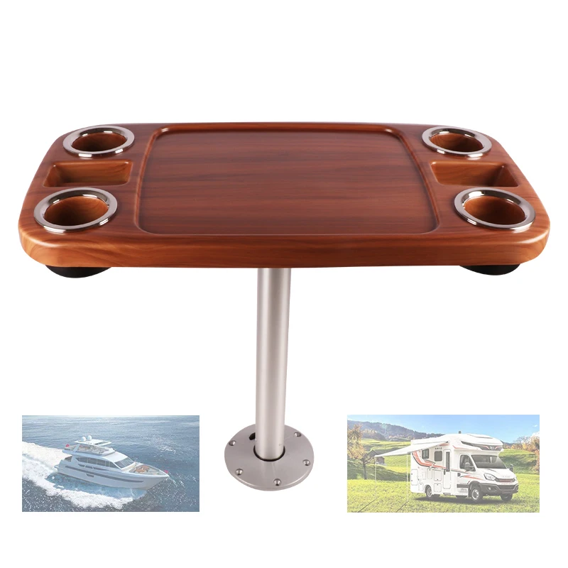 Red wood grain ABS desktop supporting aluminum alloy support legs for yachts and RVs