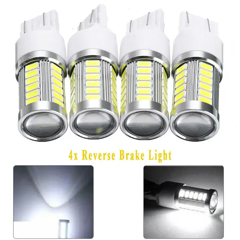 

4* T20 W21W 33SMD LED No Error Car Reverse Brake Backup Dome Map Light Lamp 12V