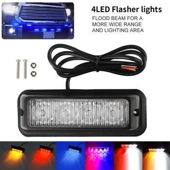 

12V 4 LED Car Emergency Beacon Warning Flash Strobe Light Bar For Auto Truck SUV Van Emergency Strobe Lamps Car Lights Assembly