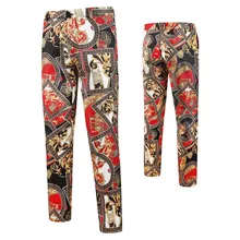 Мужские модные стильные уникальные роскошные дворцовые брюки с принтом, мужские повседневные облегающие брюки