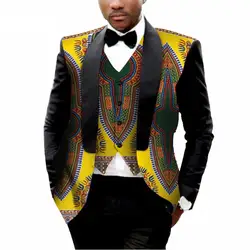 Вечерние африканские одежда мужской блейзер с печатью для мужчин куртка жилет Мода Тонкий костюмы Дашики Блейзер WYN176