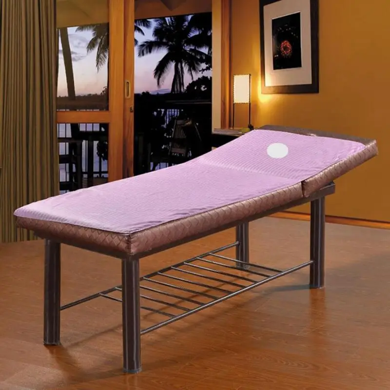Водостойкая простынь для массажного стола с отверстием для дыхания санитарный целитель салон красоты спа лист косметический набор постельного белья - Цвет: Violet 190x120cm