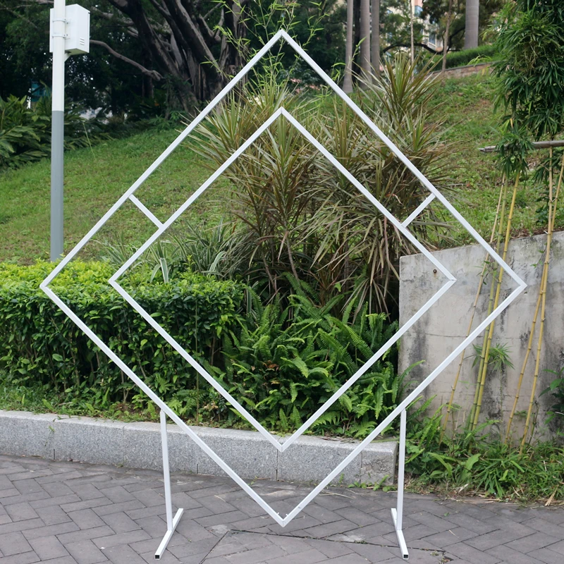 JAROWN Wedding Arch Rhombus Shelf Backdrop Frame Quadrilateral Geometry Flower Stand Shooting Props Wedding Arrangement Decor (11)