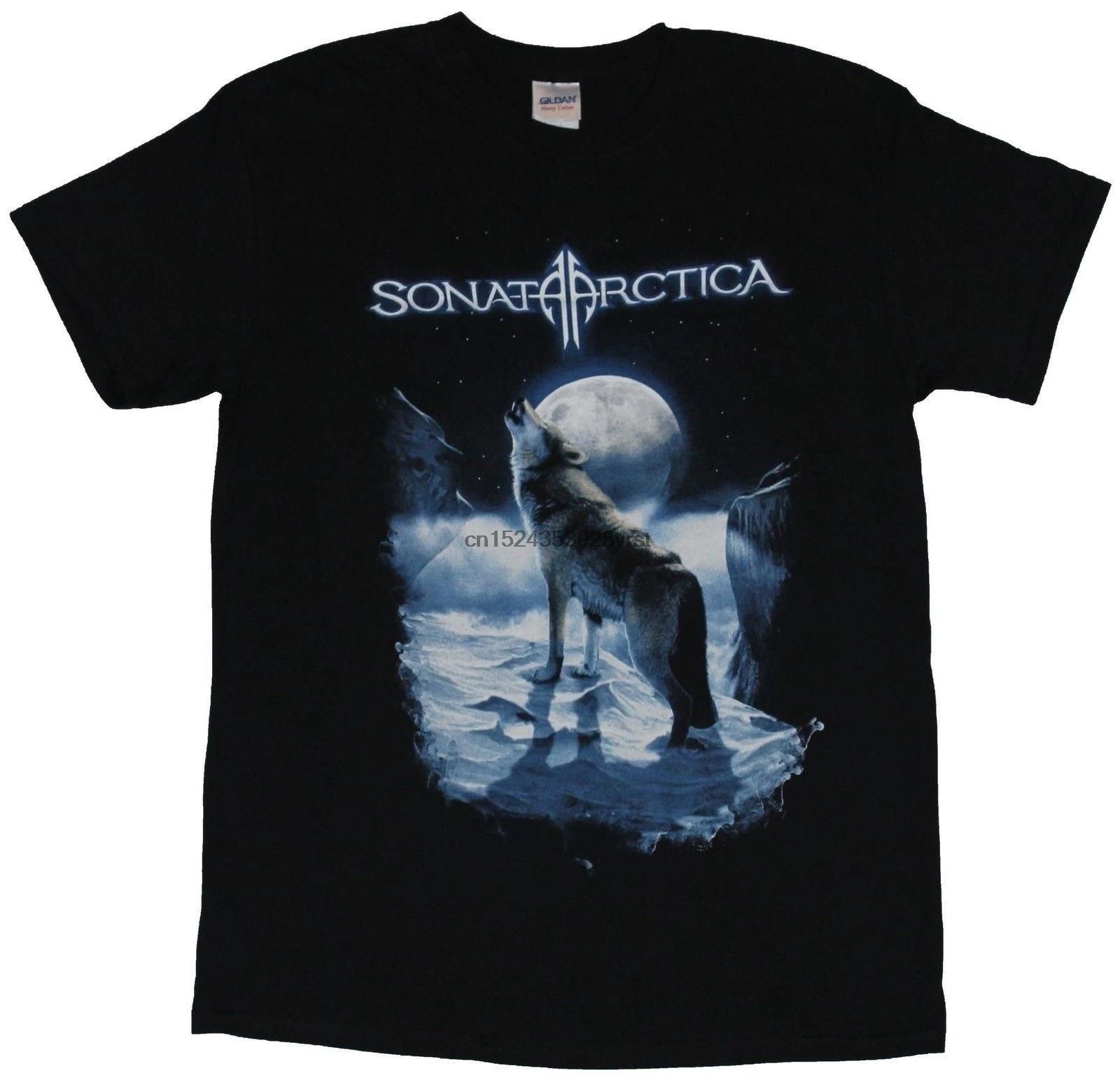 Sonata Arctica Мужская футболка с изображением воющего Луны волка в снегу унисекс новая