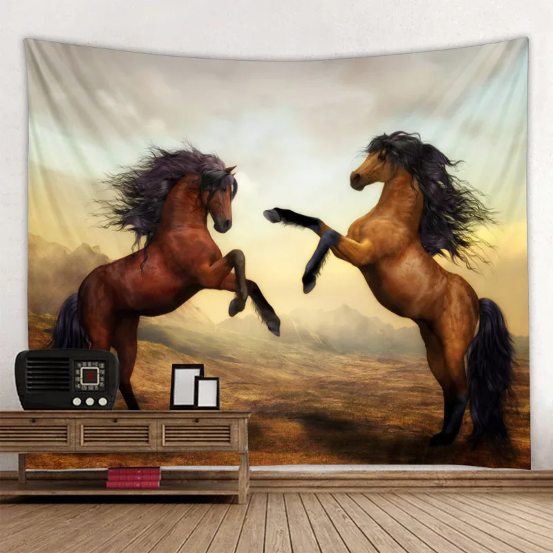 Running horse 3d printing tapestry lion elephant wall hanging polyester fabric home decoration mandala bohemian wall decoration