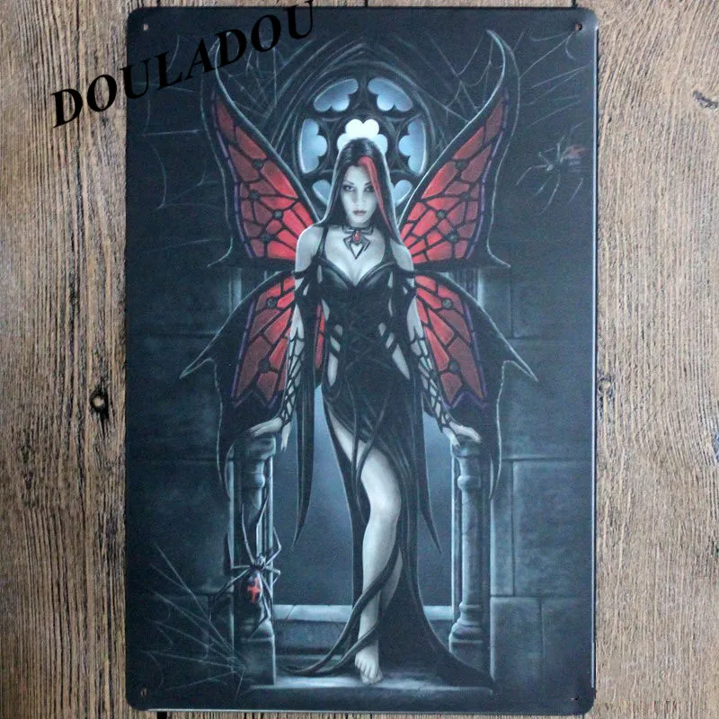 [Douladou] Devils и ангелы, женское нижнее белье, жестяные вывески «Garage» Стены Стикеры Винтаж Стиль художественная Стикеры 20x30 см