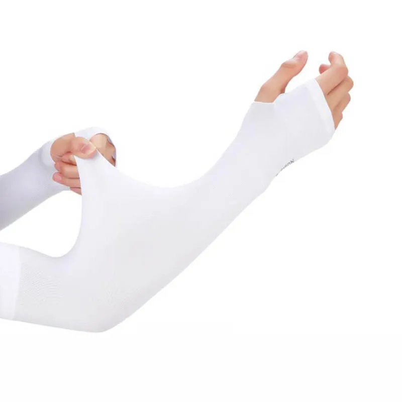 J03-05 White BZ Calymel модные унисекс ледяные шелковые солнцезащитные рукава для рук с защитой от ультрафиолета теплые длинные перчатки - Цвет: J03-05 White BZ