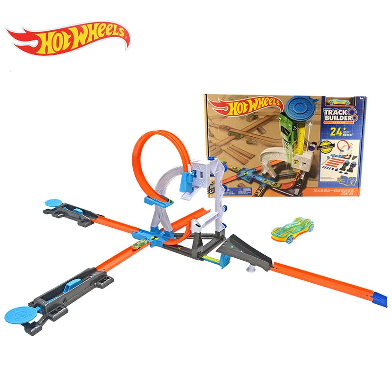 Коробка New Hot Wheels машинка трек 4 в 1 Супер трек строитель Системы Машинки Игрушки для мальчиков Hotwheel трек модель автомобиля DIY деревянные головоломки игрушки DLF28