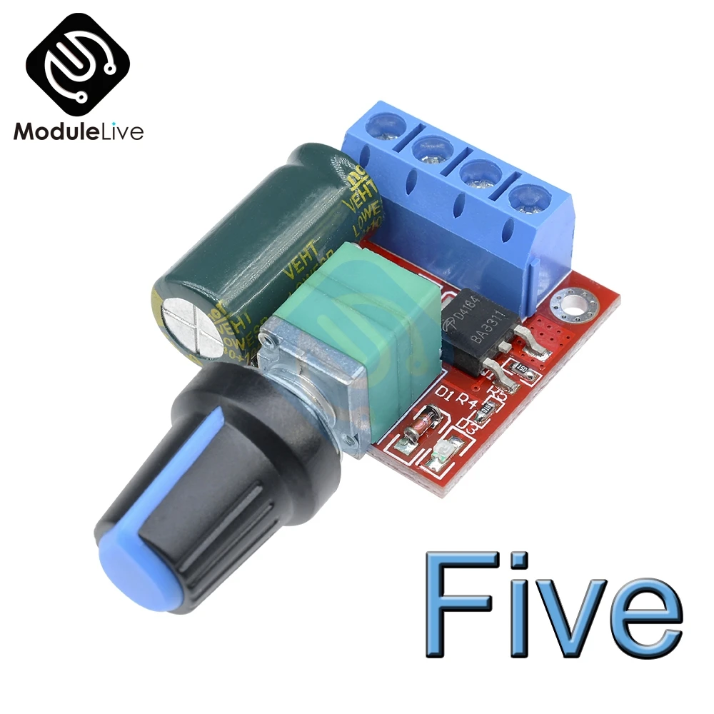 5PCS 4.5-35V 90W PWM DC Motor Speed Controller Regulator Module 5A Switch Function LED Dimmer Board 20KHz