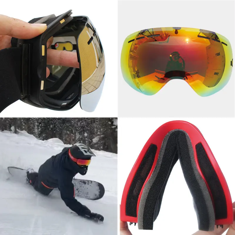 Gafas de esquí de doble capa para niños y niñas, lentes antivaho grandes,  máscara para esquiar, nieve, Snowboard, UV400 - AliExpress