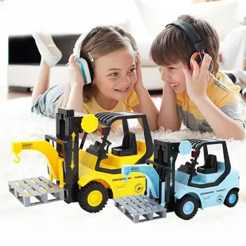 

Kuulee Forklift with Rack Set Children's Forklift Toy Simulation Inertia Engineering Truck Forklift Lifting Crane Model