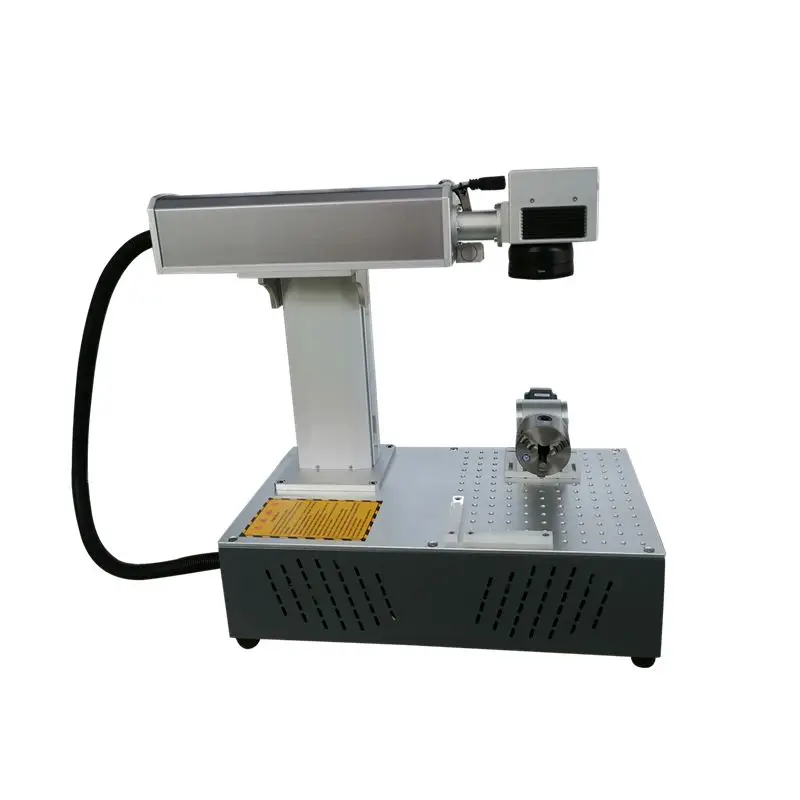 

150x150mm 20w 30W fiber laser marking machine with raycus laser source used for stainless steel pipe with rotary