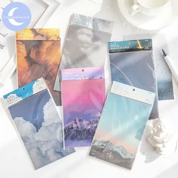 

YueGuangXia 30pcs/lot Fantasy Mountain Scenery Big Memo Pads Loose Leaf Litmus Paper Ivory White Card Write Notes Down Memo Pads