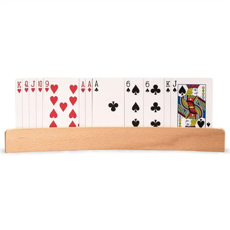 Wooden Hands-Free Playing Card Holder 1Pc Board Game Poker Seat Lazy Poker Base playing card holder