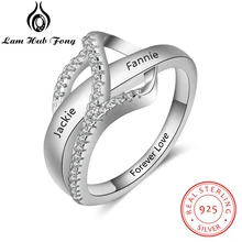 Персонализированное 925 пробы Серебряное кольцо с кубическим цирконием на заказ, выгравированное имя, обручальное кольцо, подарок(Lam Hub Fong