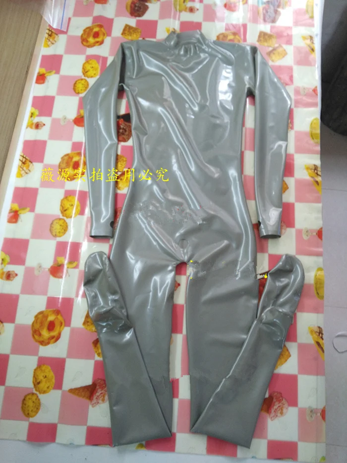 Neck-Entry-Silver-Full-Body-Latex-Catsuit-Rubber-Fetish-Bodysuits-Open-Small-Hole-for-Condom-2