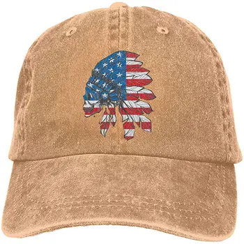 

Unisex USA American Skull Flag Design Art Vintage Adjustable Baseball Cap Cotton Denim Dad Hat Cap Black