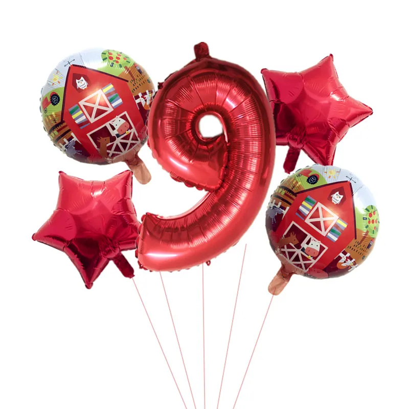 Новинка, 5 шт./лот, воздушный шар с животными на ферме, 30 дюймов, воздушный шар с цифрами, для детей, для первого дня рождения, для вечеринки, украшения, Globos, игрушки для детей, для фермы, вечерние