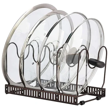 

High Quality Stainless Steel Storage Rack Kitchen Organizer Holder For Pan Pot Lid Cutting Board Drying Cookware Rack Organizer