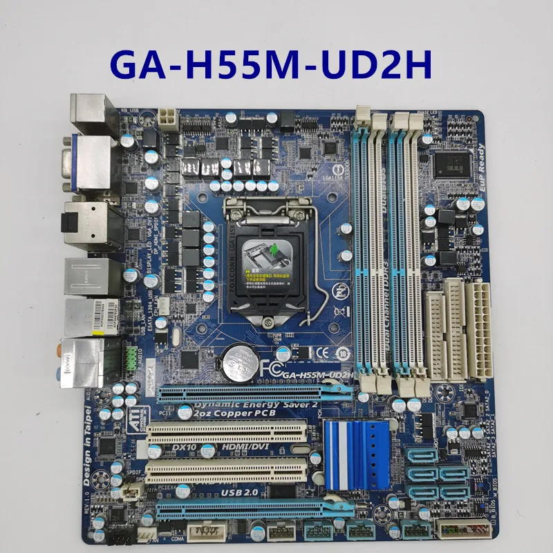 for GIGABYTE GA-H55M-UD2H Desktop Motherboard Socket LGA 1156 DDR3 Intel H55 VGA DVI HDMI Original Used Mainboard | Компьютеры и офис