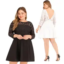 WANYUCL nouveau produit 2021 printemps et été style chaud grande taille fat MM couleur unie dentelle couture robe femme