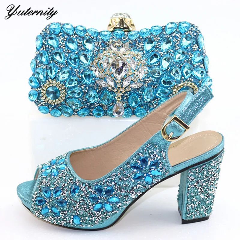 

2020 Fashion Style Peep Toe Woman Shoes And Bags Set Usage Wedding Hot Selling Nigerian Pumps Party Shoes And Matching Bag Set