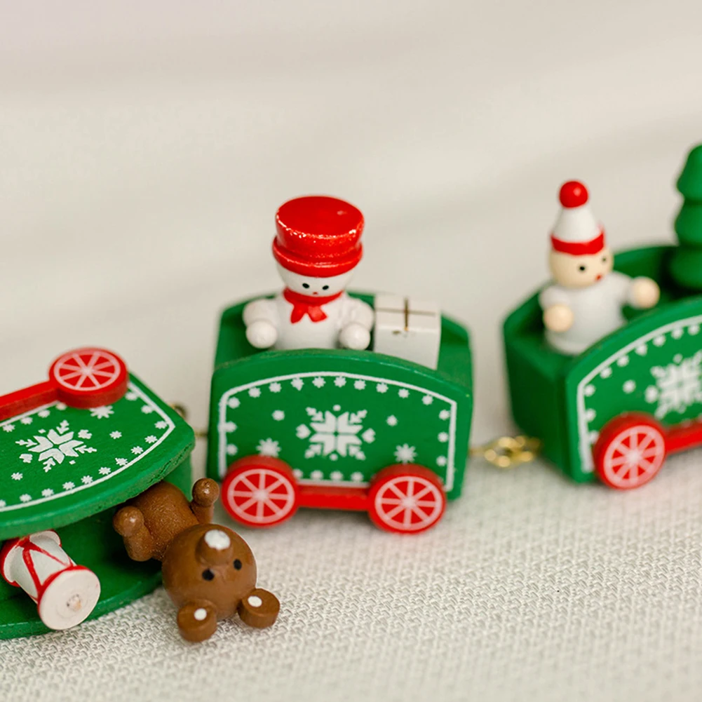 Мини Деревянный снеговик медведь Рождественский поезд детская игрушка домашний стол украшение окна