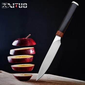 

XITUO Stainless steel chef knife sharp cut peeled fruit practical home kitchen outdoor portable knife high-grade ebony handle