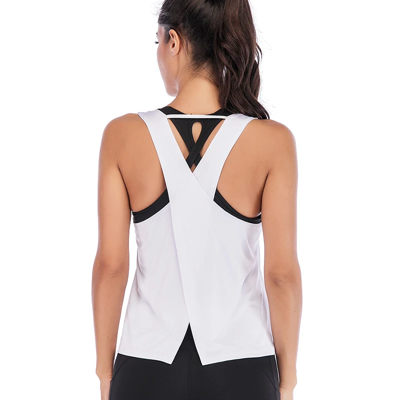 LEOQ Seamless Yoga Shirts Both Wear Sports Crop Top Workout Women Sleeveless Backless Gym Tops Athletic Fitness Vest Active Wear