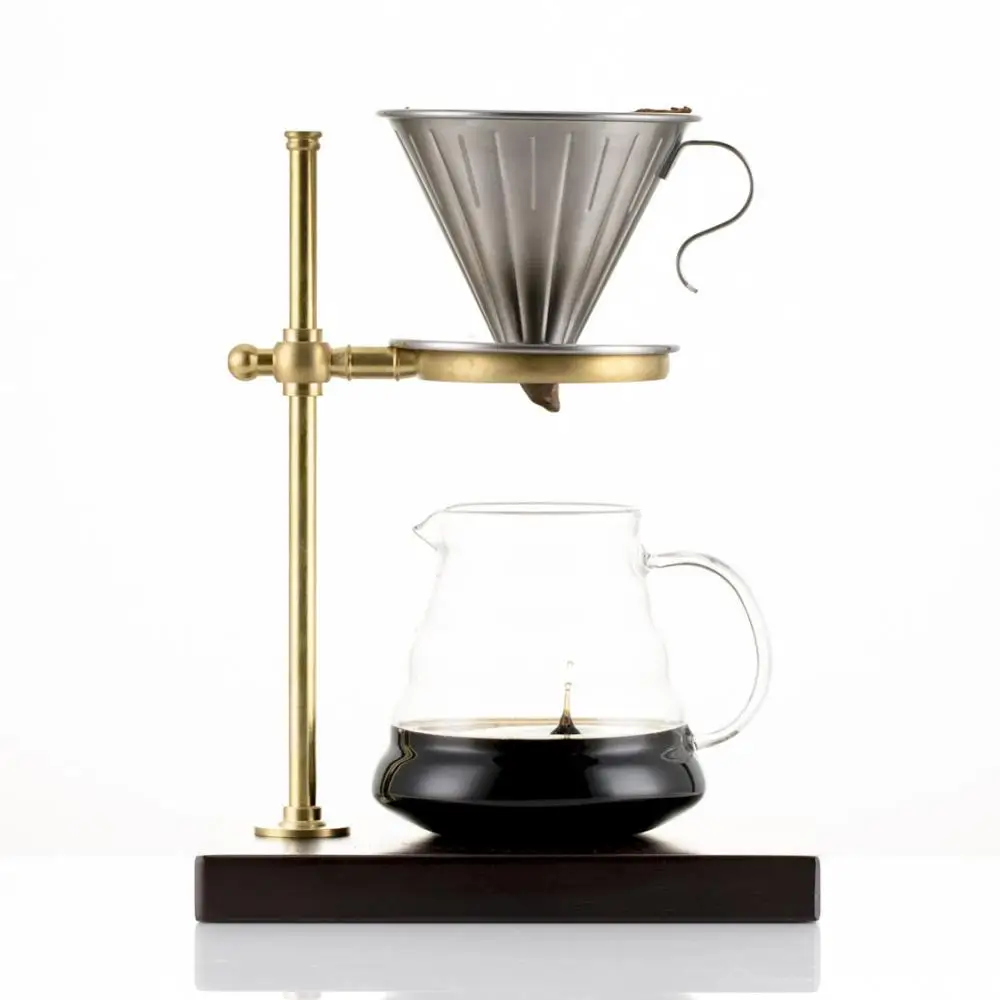 

Paperless Reusable Pour Over Coffee Filter Cone Coffee Dripper Stainless Steel V60 Style Coffee Maker with perfect Stand