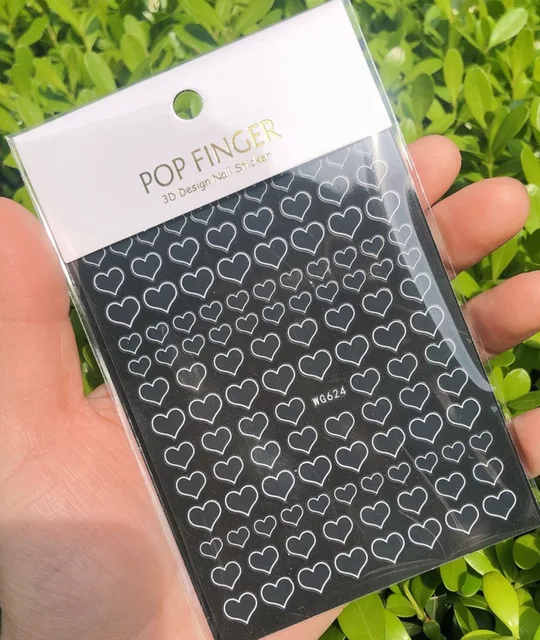 1pcs gold love heart pattern 3D Nail Sticker friuts Design Nails Accessories Fashion Manicure Sticker white WG624