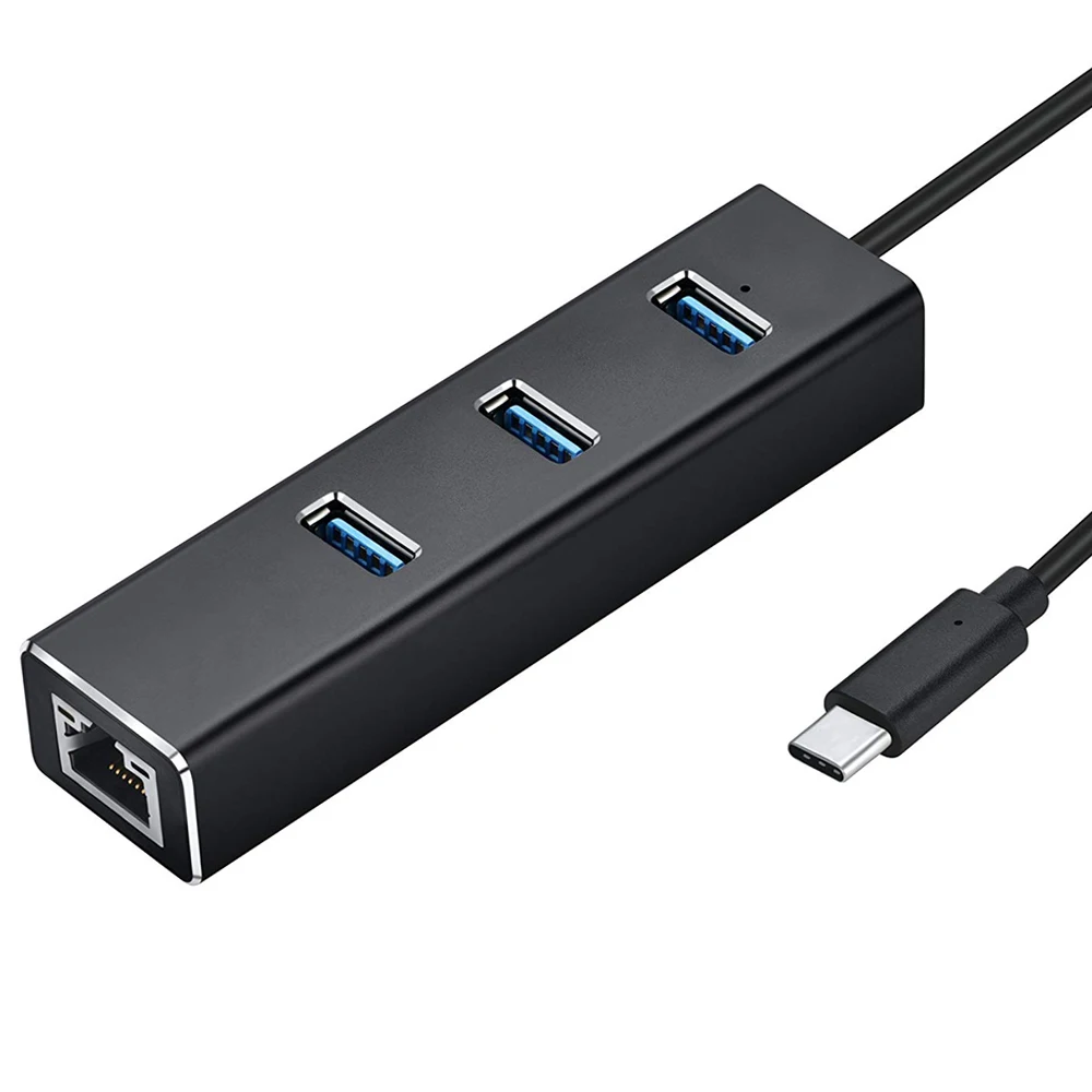 Алюминий Тип c USB 3 0 концентратор Ethernet сетевой адаптер 1000 Мбит/с RJ45 разъемом