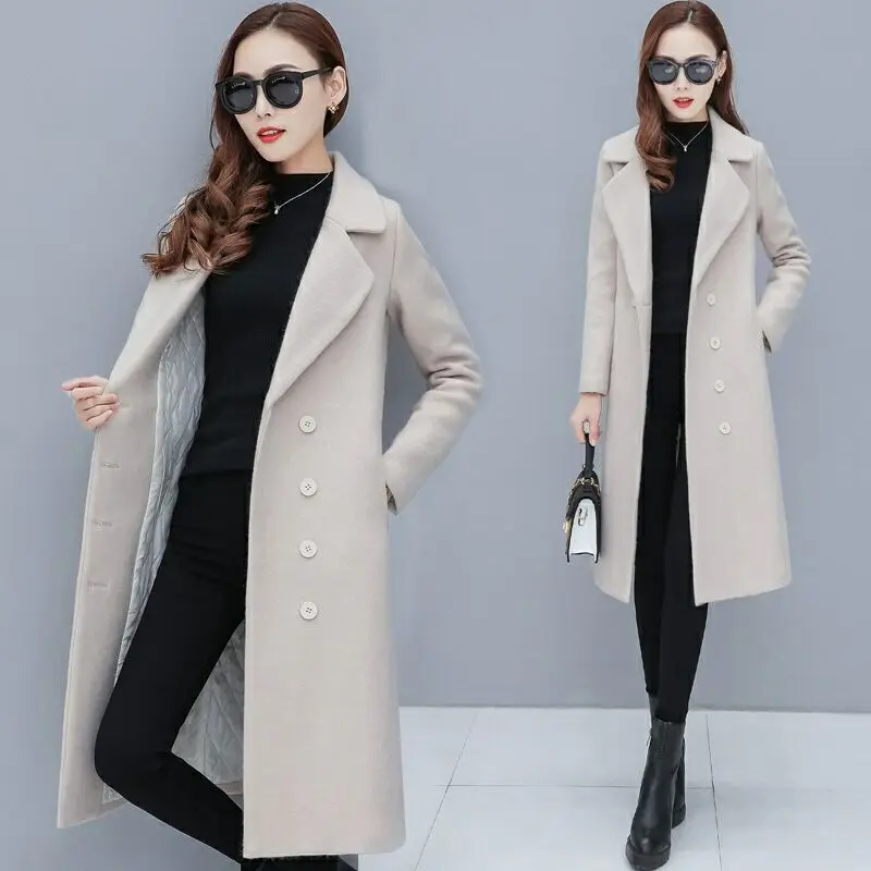 Fashion women's woolen coat women's long section new winter wear thick woolen coat professional women's Slim fit Wild Ms coat