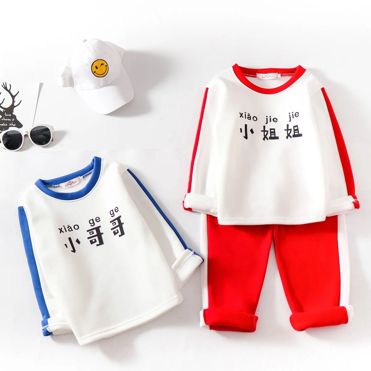 Autumn& Winter Children Flannel Pajamas Baby BOY'S Girls Tracksuit Boy Hoodie Coral Velvet Set