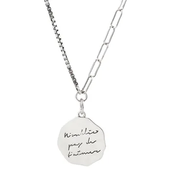 

Personality Double Chain Vintage Letter Round Card 925 Sterling Silver Pendants Necklaces Jewelry Short Clavicle Choker Necklace