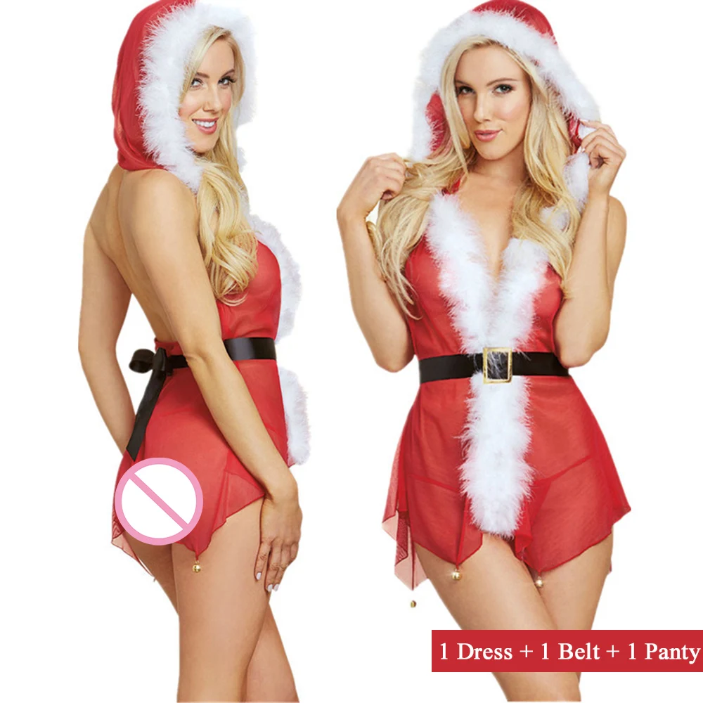 Рождественское сексуальное женское белье, кружевная ночная сорочка, экзотическое нижнее белье для косплея, шапка Санта Клауса, одежда в стиле Babydoll, платье, нижнее белье - Цвет: E