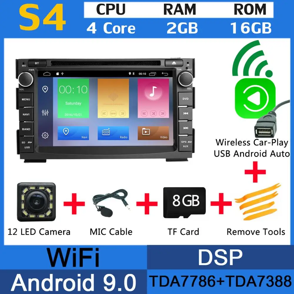 MTK Wireless CarPlay 2Din 8 ядерный Android 9,0 PX6 4G+ 64G Автомобильный dvd-плеер для KIA Ceed Venga DSP Авто CarPlay радио gps навигация мультимедиа головное устройство - Цвет: MTK Wireless CarPlay