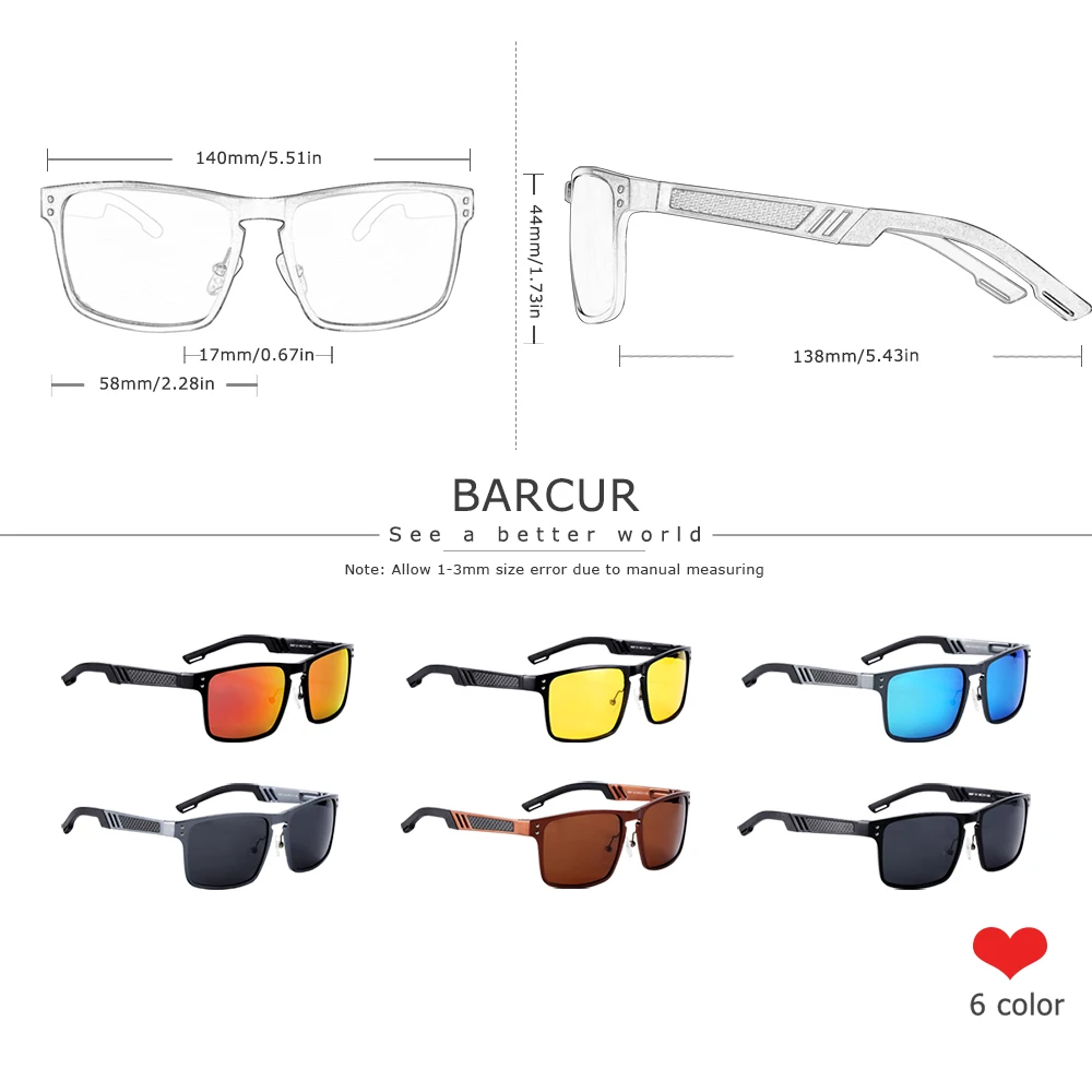Comprar BARCUR tendencias estilos de aluminio y magnesio cuadrada de vidrio de los hombres gafas de sol polarizadas para hombres deporte gafas de sol
