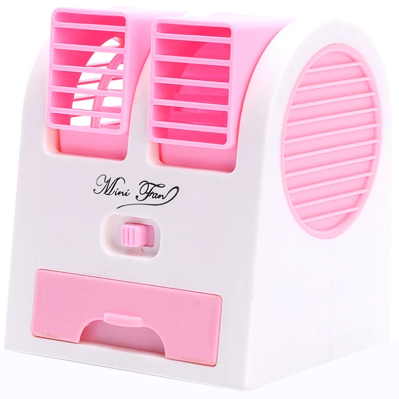 Pink Горячий мини Usb маленький вентилятор охлаждения портативный Настольный двойной безлопастный Кондиционер - Цвет: Pink