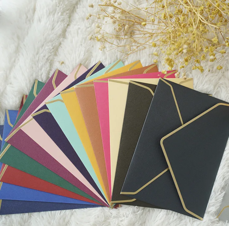 

30pcs 175mmx125mm Gold Stamping Envelopes 250G Pearl Paper Wedding Business Invitation Envelopes