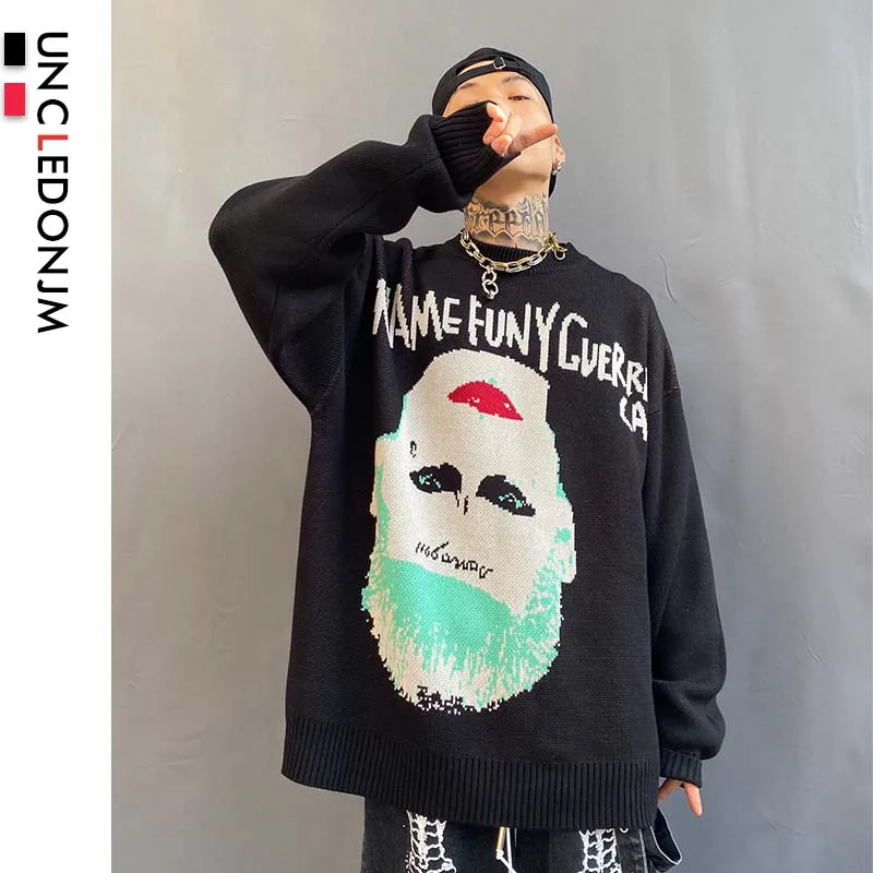 

UNCLEDONJM Clown Funny Hip Hop O-Neck Pullovers Sweater Men Women 2019 Winter Sweater Streetwear Hip hop Clothes NF-MY05