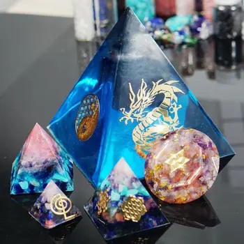 

10Pc 6.8cm 7 Chakra Copper Energy Tower Orgonite Sticker Epoxy Resin Jewelry DIY 40JF