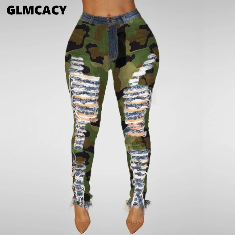 camo distressed pants
