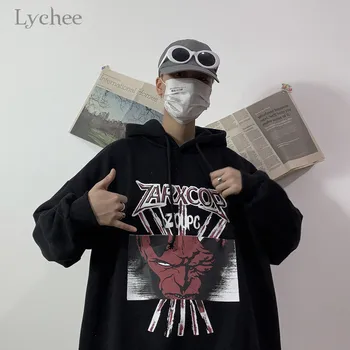 

Lychee Harajuku Casual Female Fleece Hoodies Tops Devil Women Fleece Hooded Sweatshirts Autumn Winter Lady Fleece Pullover Loose